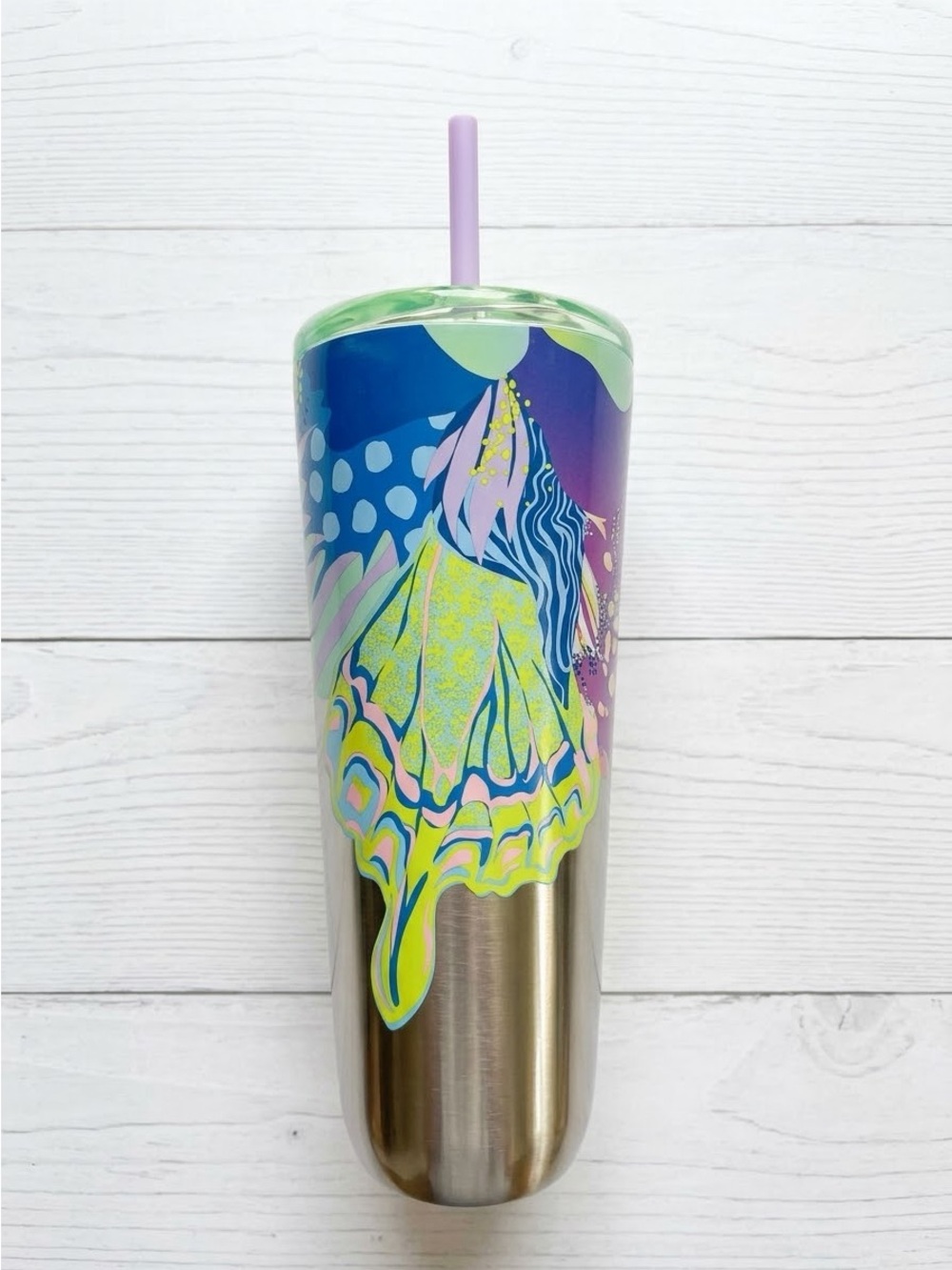 Starbucks Summer 2024 Canna Lily Butterfly 24oz Venti Stainless Steel Tumbler